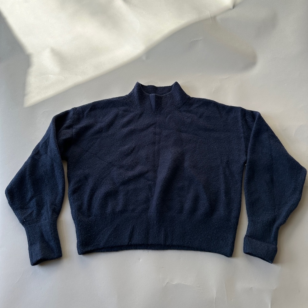 & other stories mock neck sweater navy blue